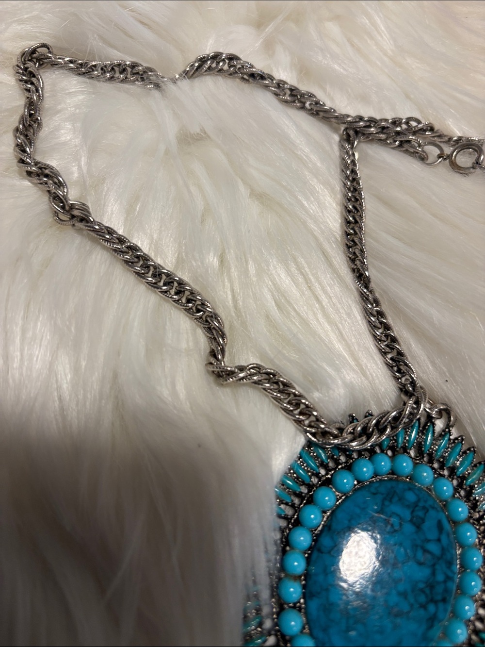 JJ Jonette 
Turquoise Statement Pendant Necklace - Blue Silver-Tone - Picture 5 of 5